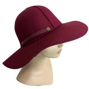 Adora Women's Burgundy Wool Felt 4" Floppy Brim Round Crown Packable Adjustable